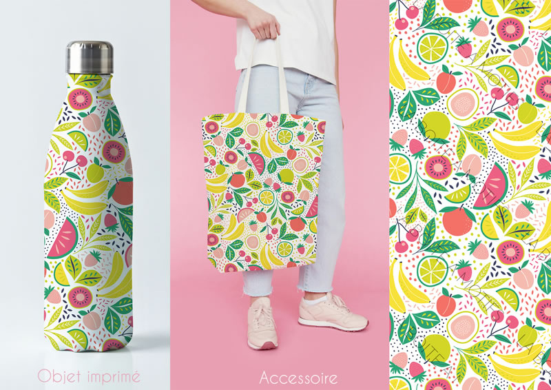 création de motifs sur mesure ou prêts à l’emploi | Tutti-frutti-accessoire-objet-imprimé