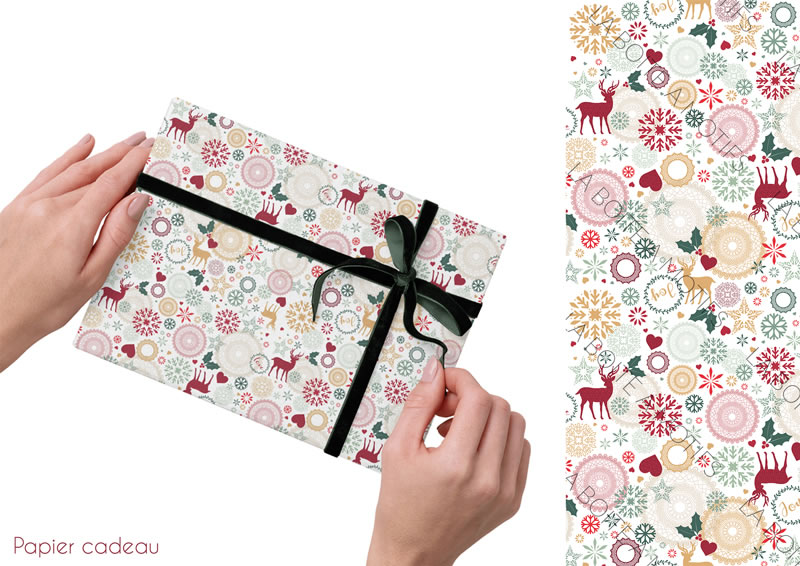 création de motifs sur mesure ou prêts à l’emploi | Festif-papier-cadeau