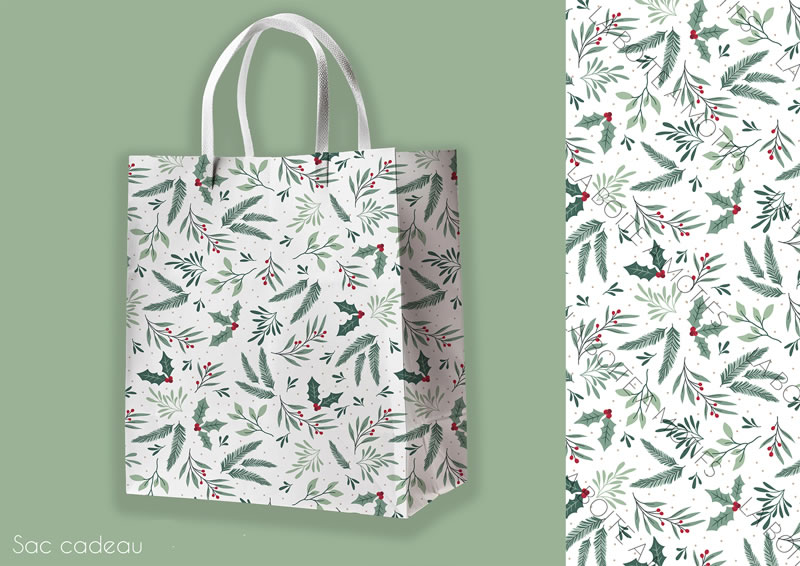 création de motifs sur mesure ou prêts à l’emploi | Douceur-d'Hiver-Sac-cadeau