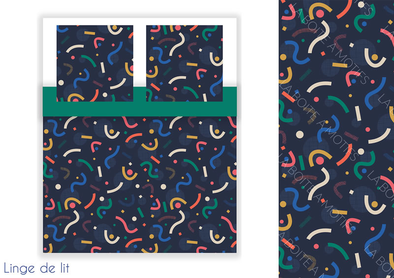 création de motifs sur mesure ou prêts à l’emploi | Confettis-Linge-de-lit