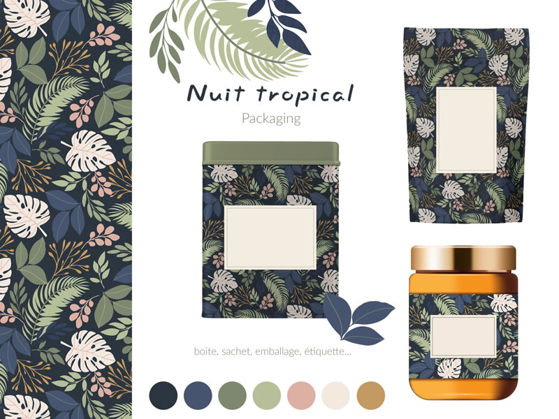 Nuit tropical | La boite à motifs | Création de motifs sur mesure ou prêts à l’emploi